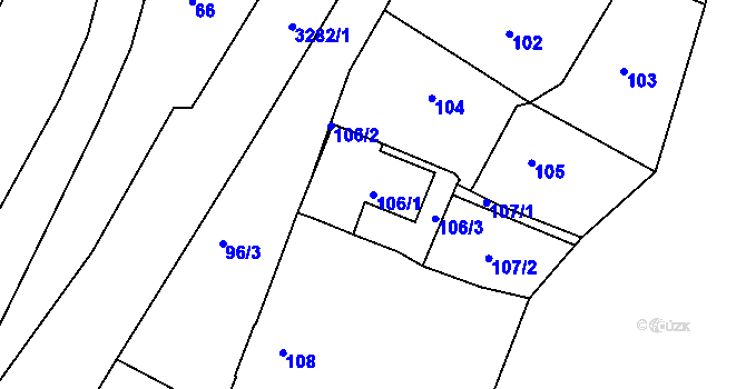 Parcela st. 106/1 v KÚ Kamenice nad Lipou, Katastrální mapa