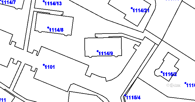 Parcela st. 1114/9 v KÚ Kamenice nad Lipou, Katastrální mapa
