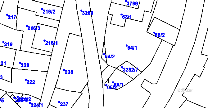 Parcela st. 64/2 v KÚ Kamenice nad Lipou, Katastrální mapa