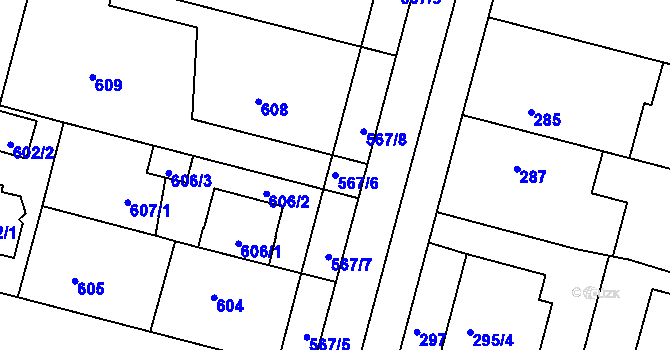 Parcela st. 567/6 v KÚ Kamenice nad Lipou, Katastrální mapa