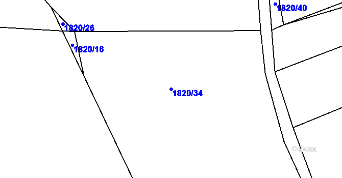 Parcela st. 1820/34 v KÚ Kamenice nad Lipou, Katastrální mapa