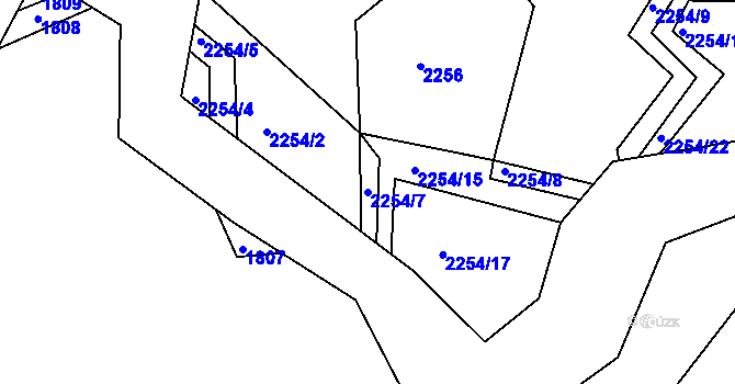 Parcela st. 2254/7 v KÚ Kamenice nad Lipou, Katastrální mapa