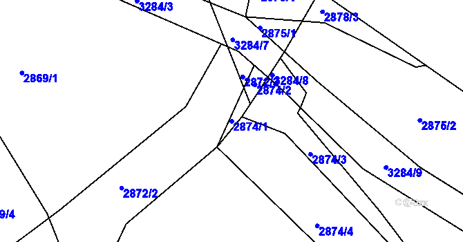 Parcela st. 2874/1 v KÚ Kamenice nad Lipou, Katastrální mapa