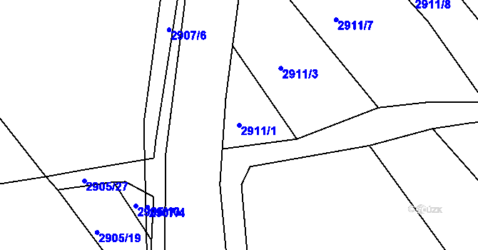 Parcela st. 2911/1 v KÚ Kamenice nad Lipou, Katastrální mapa