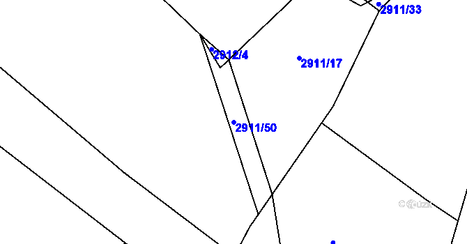 Parcela st. 2911/50 v KÚ Kamenice nad Lipou, Katastrální mapa
