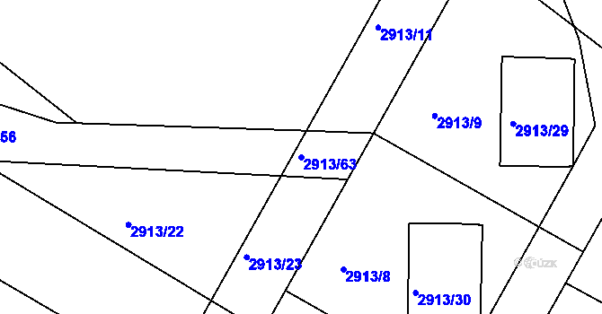 Parcela st. 2913/63 v KÚ Kamenice nad Lipou, Katastrální mapa