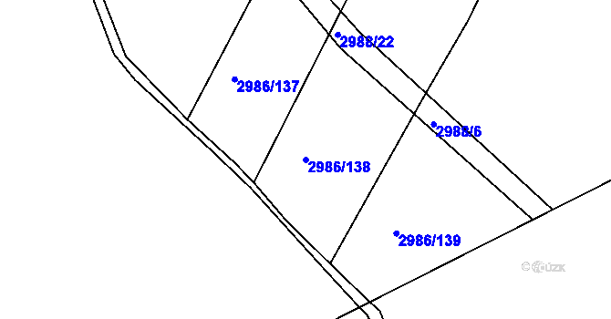 Parcela st. 2986/138 v KÚ Kamenice nad Lipou, Katastrální mapa