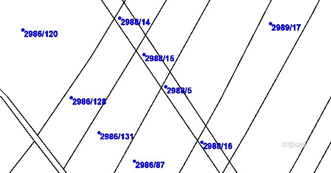 Parcela st. 2988/5 v KÚ Kamenice nad Lipou, Katastrální mapa