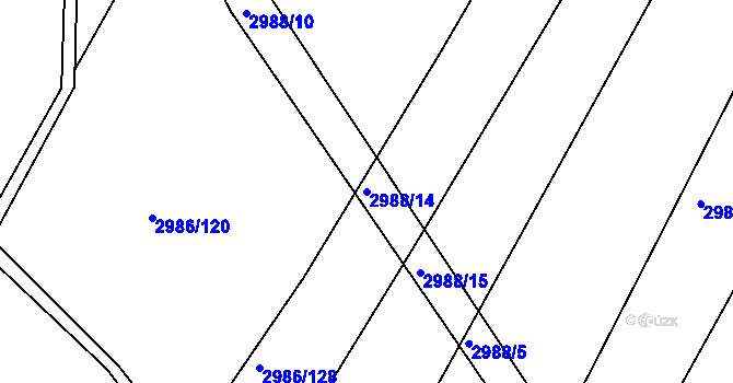 Parcela st. 2988/14 v KÚ Kamenice nad Lipou, Katastrální mapa