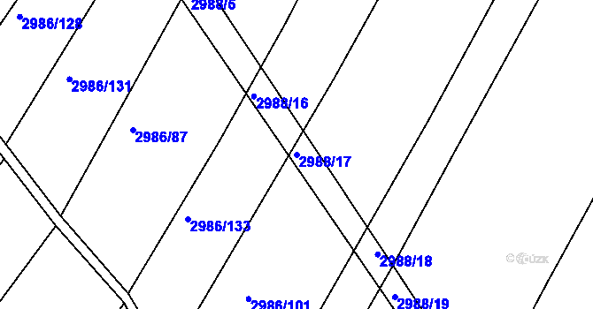 Parcela st. 2988/17 v KÚ Kamenice nad Lipou, Katastrální mapa