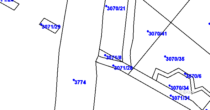 Parcela st. 3071/8 v KÚ Kamenice nad Lipou, Katastrální mapa