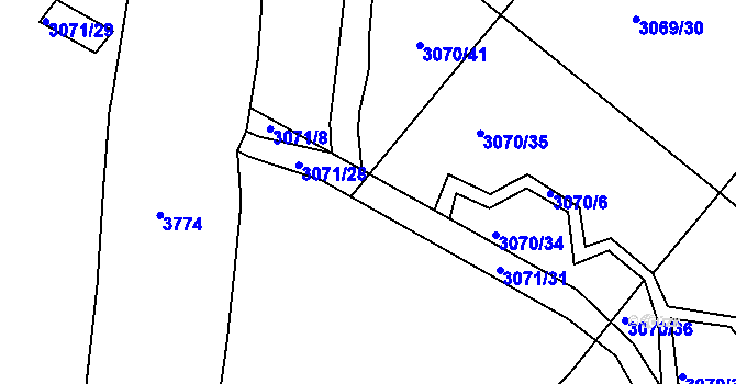 Parcela st. 3071/30 v KÚ Kamenice nad Lipou, Katastrální mapa