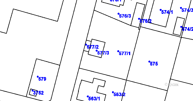 Parcela st. 577/3 v KÚ Kamenice nad Lipou, Katastrální mapa