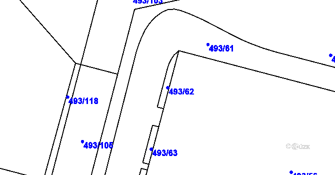 Parcela st. 493/62 v KÚ Kamenice nad Lipou, Katastrální mapa