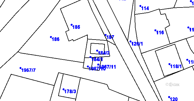 Parcela st. 184/2 v KÚ Kamenice nad Lipou, Katastrální mapa