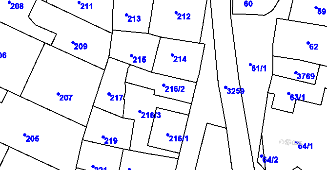 Parcela st. 216/2 v KÚ Kamenice nad Lipou, Katastrální mapa