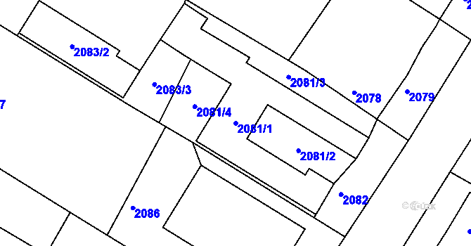 Parcela st. 2081/1 v KÚ Kamenice nad Lipou, Katastrální mapa