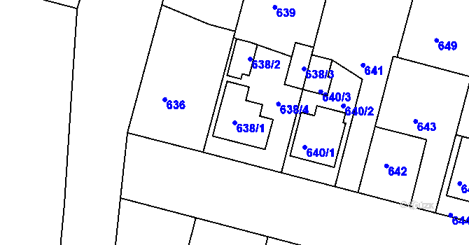 Parcela st. 638/1 v KÚ Kamenice nad Lipou, Katastrální mapa