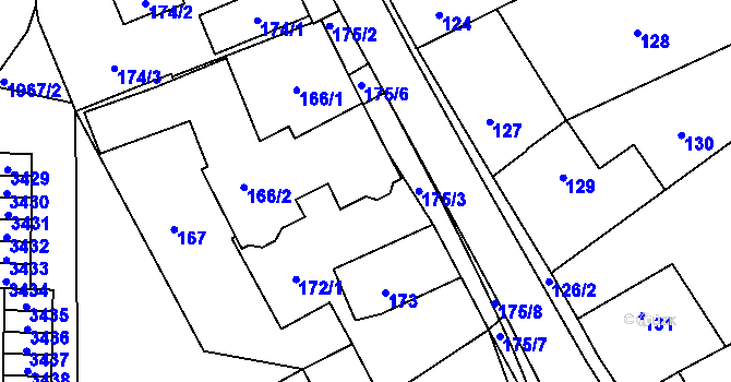 Parcela st. 172/2 v KÚ Kamenice nad Lipou, Katastrální mapa