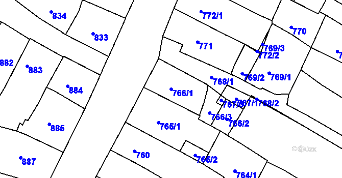 Parcela st. 766/1 v KÚ Kamenice nad Lipou, Katastrální mapa