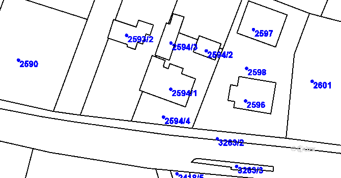 Parcela st. 2594/1 v KÚ Kamenice nad Lipou, Katastrální mapa
