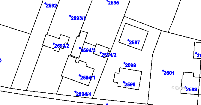 Parcela st. 2594/2 v KÚ Kamenice nad Lipou, Katastrální mapa