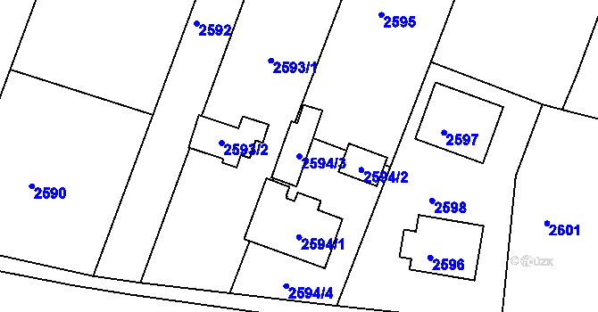 Parcela st. 2594/3 v KÚ Kamenice nad Lipou, Katastrální mapa