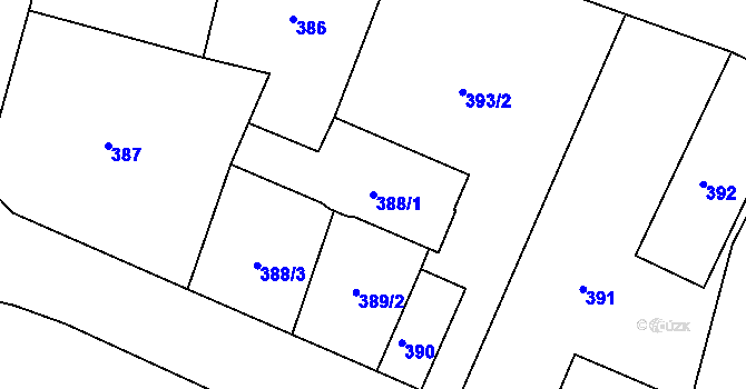 Parcela st. 388/1 v KÚ Kamenice nad Lipou, Katastrální mapa