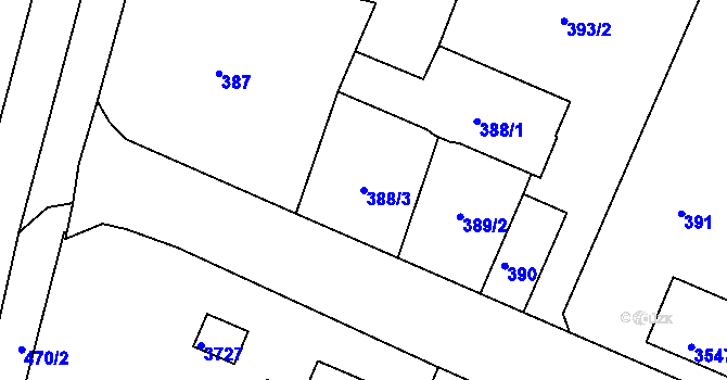 Parcela st. 388/3 v KÚ Kamenice nad Lipou, Katastrální mapa