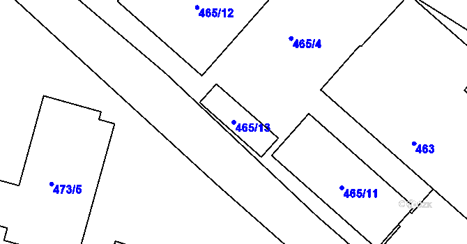 Parcela st. 465/13 v KÚ Kamenice nad Lipou, Katastrální mapa
