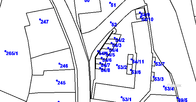 Parcela st. 54/1 v KÚ Kamenice nad Lipou, Katastrální mapa
