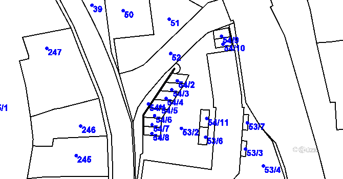 Parcela st. 54/3 v KÚ Kamenice nad Lipou, Katastrální mapa