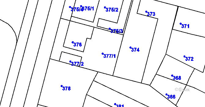 Parcela st. 377/1 v KÚ Kamenice nad Lipou, Katastrální mapa
