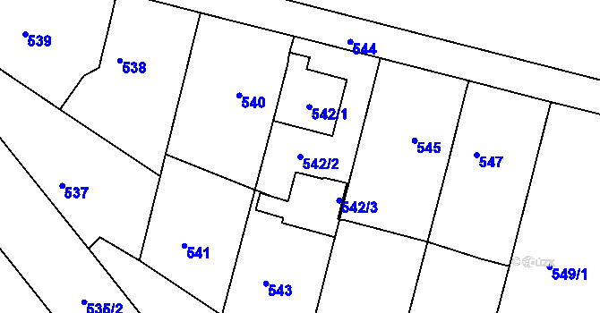 Parcela st. 542/2 v KÚ Kamenice nad Lipou, Katastrální mapa