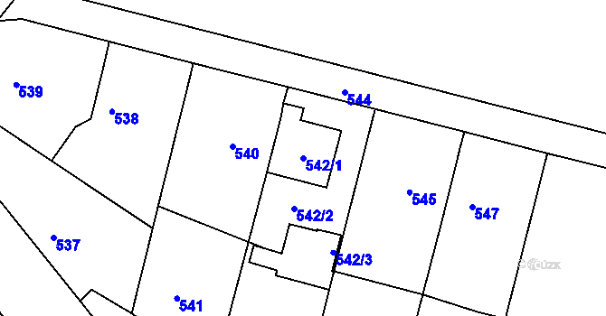 Parcela st. 542/1 v KÚ Kamenice nad Lipou, Katastrální mapa