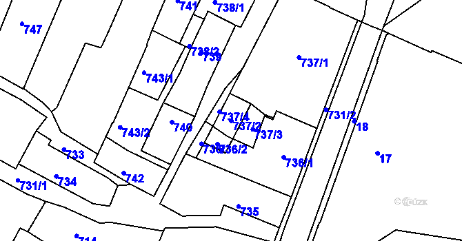 Parcela st. 737/2 v KÚ Kamenice nad Lipou, Katastrální mapa