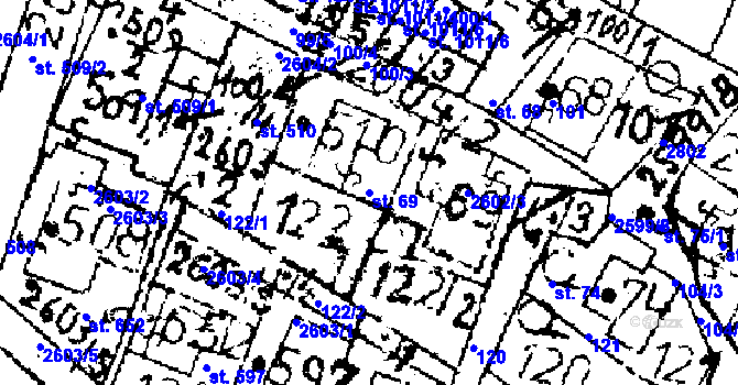 Parcela st. 69 v KÚ Kamenický Šenov, Katastrální mapa
