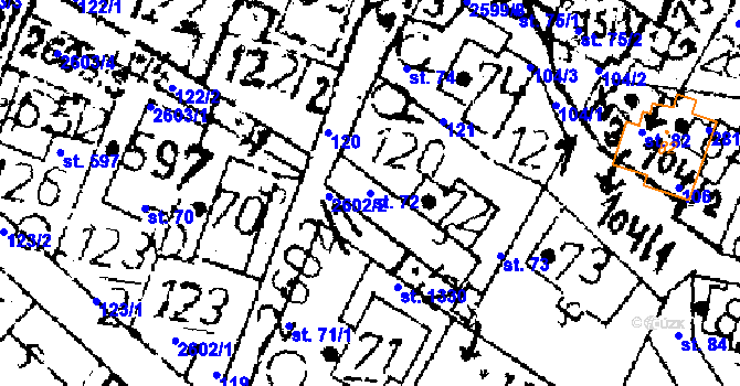Parcela st. 72 v KÚ Kamenický Šenov, Katastrální mapa
