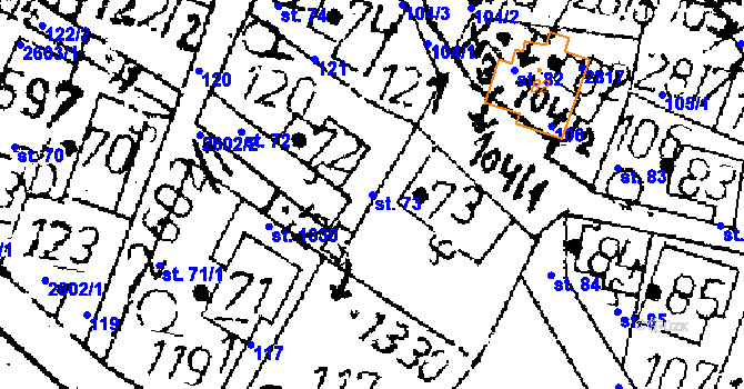 Parcela st. 73 v KÚ Kamenický Šenov, Katastrální mapa