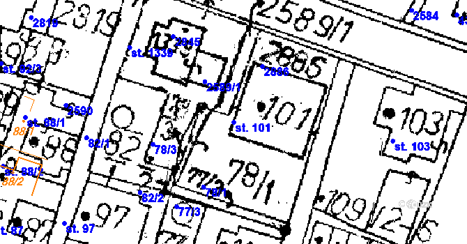 Parcela st. 101 v KÚ Kamenický Šenov, Katastrální mapa
