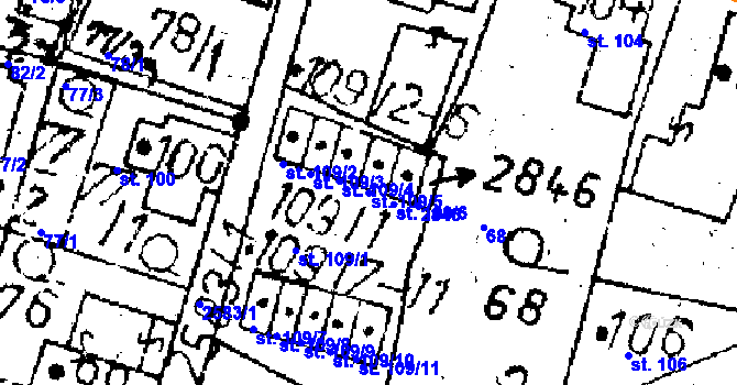 Parcela st. 109/5 v KÚ Kamenický Šenov, Katastrální mapa