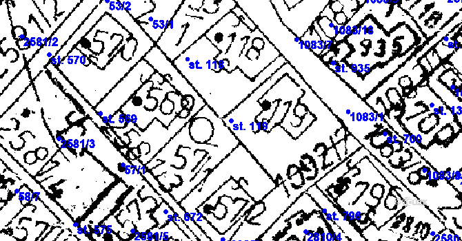 Parcela st. 119 v KÚ Kamenický Šenov, Katastrální mapa