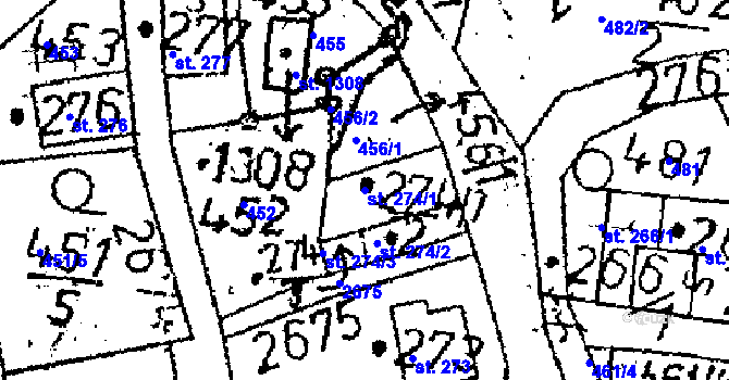 Parcela st. 274/1 v KÚ Kamenický Šenov, Katastrální mapa