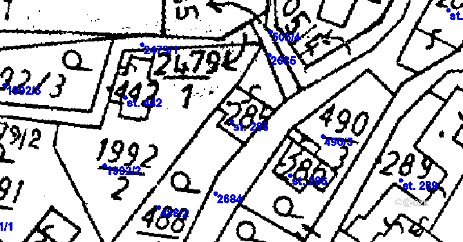 Parcela st. 285 v KÚ Kamenický Šenov, Katastrální mapa