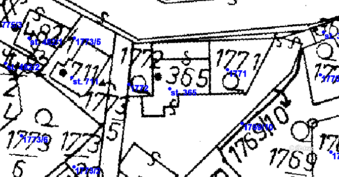 Parcela st. 365 v KÚ Kamenický Šenov, Katastrální mapa