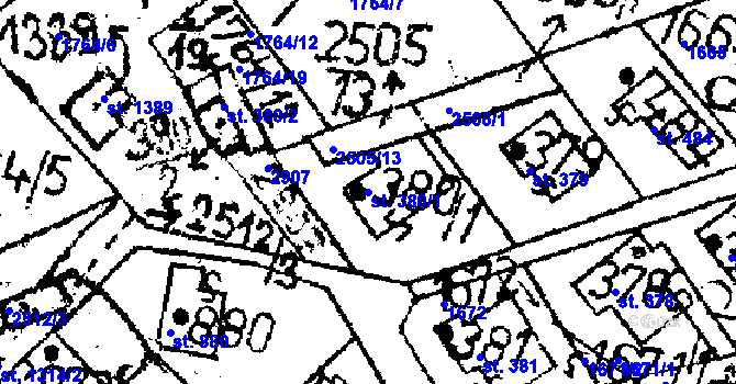 Parcela st. 380/1 v KÚ Kamenický Šenov, Katastrální mapa