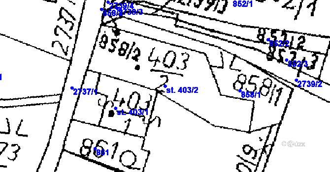 Parcela st. 403/2 v KÚ Kamenický Šenov, Katastrální mapa