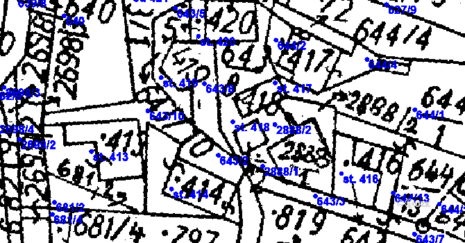 Parcela st. 418 v KÚ Kamenický Šenov, Katastrální mapa