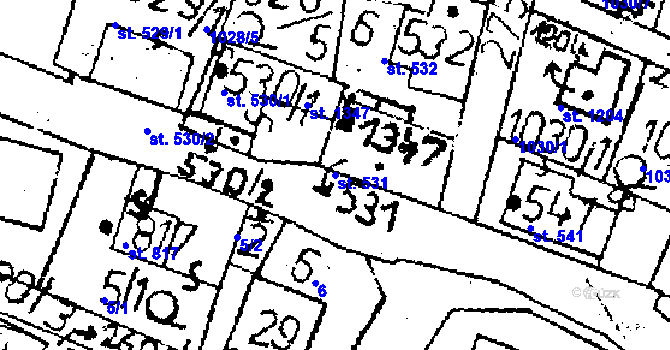 Parcela st. 531 v KÚ Kamenický Šenov, Katastrální mapa