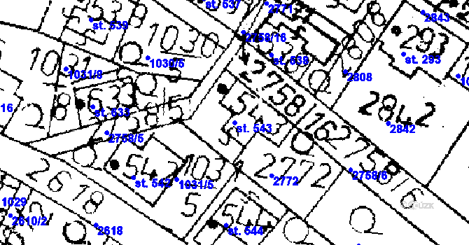 Parcela st. 543 v KÚ Kamenický Šenov, Katastrální mapa